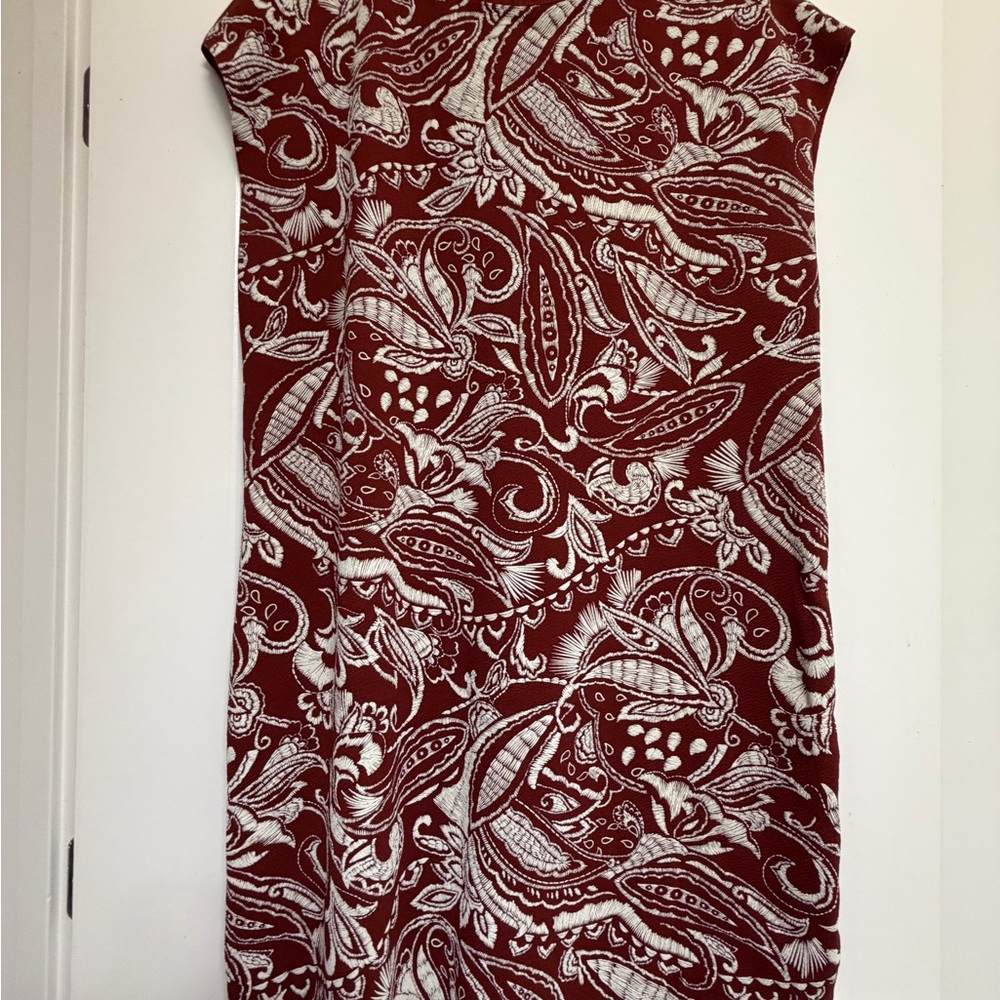 Zara Red and White Paisley Mini Dress